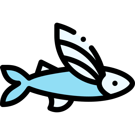 Flying fish aquatic aquarium sea life icon Flying fish aquatic aquarium sea life icon