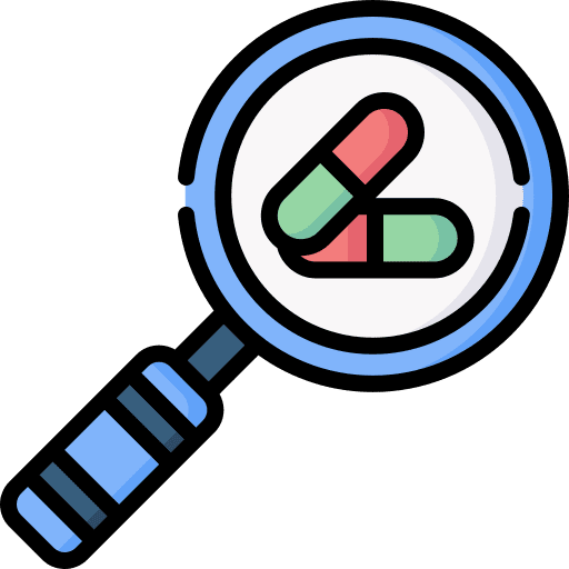 Research healthcare magnifier pharmacy icon Research healthcare magnifier pharmacy icon