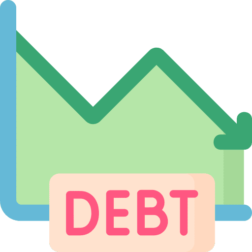 Debt business and finance reduction money icon