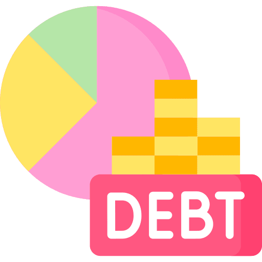 Debt loan bank pie chart icon