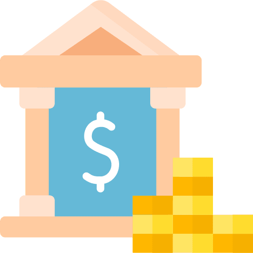 Bank financial building dollar icon