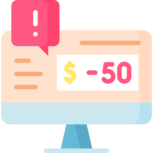 Debt debt warning bank icon