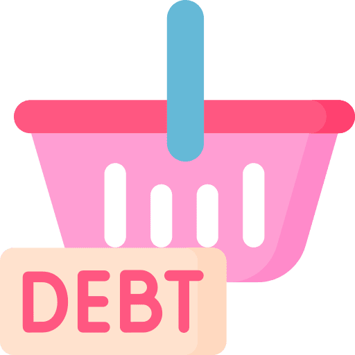 Debt finances shopping shopping basket icon