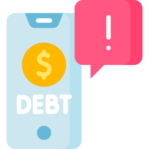 Debt warning business and finance debt icon