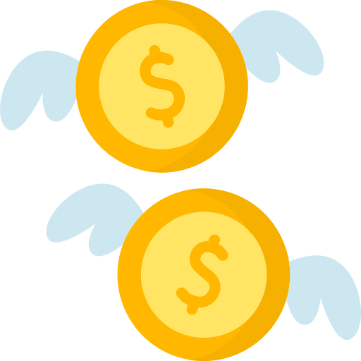 Money flight debt wings icon