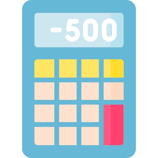 Calculator negative balance cost budget icon