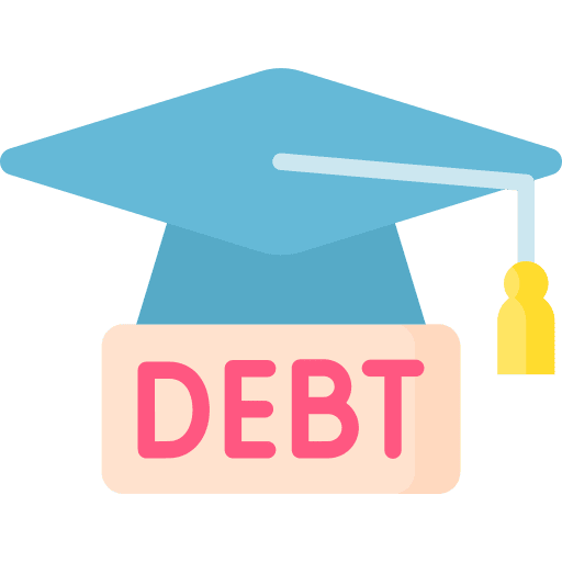 Debt study education dollar icon