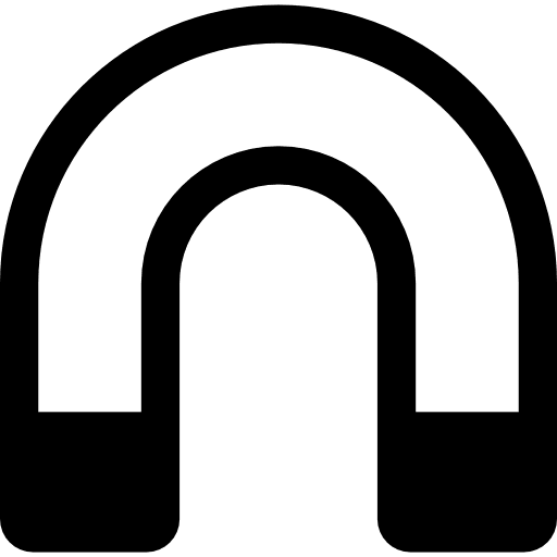Magnetism pointing down horseshoe magnet physics icon