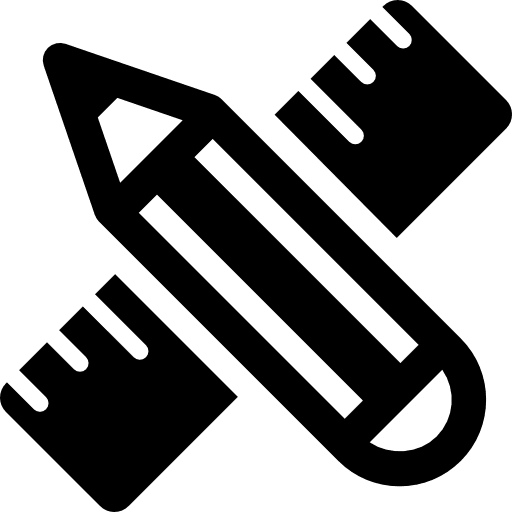 Ruler and pencil drawing drawing tools study icon