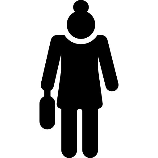 Old woman sign stick man purse icon