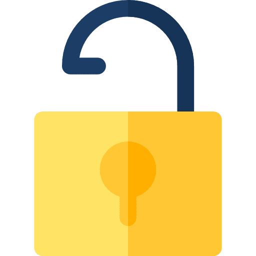 Unlocked padlock security secure icon