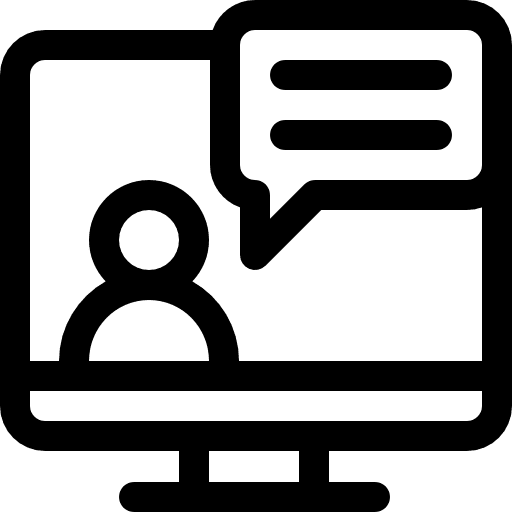 Video call screen communications man icon