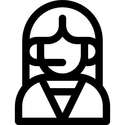 Telemarketer woman microphone call icon