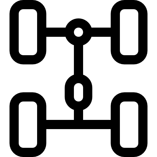 Chassis wheels construction and tools transportation icon