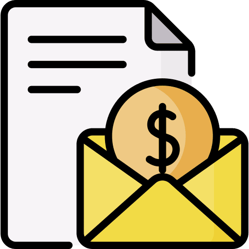 Salary email communications money icon