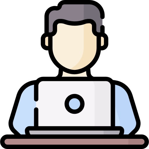 Working man administrator lamp icon