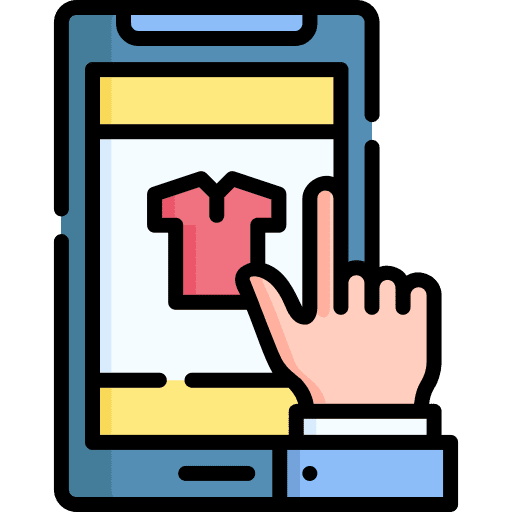 Online shopping tablet commerce and shopping tshirt icon