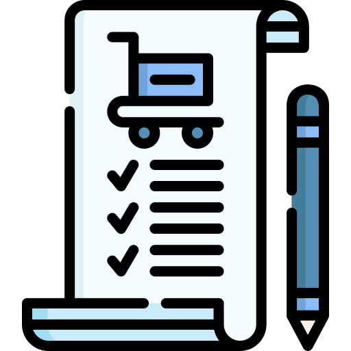 Shopping list purchase order criteria shopping cart icon