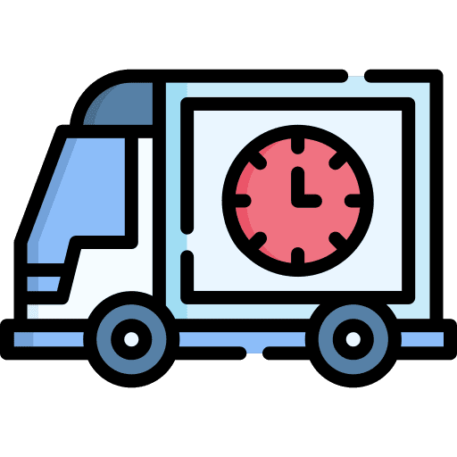 Delivery truck logistic clock transportation icon