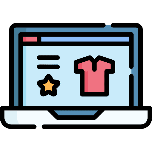 Online shopping laptop fashion tshirt icon