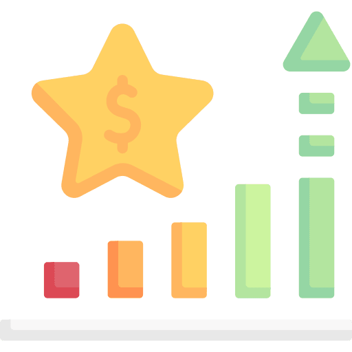 Increase bar graph growth star icon Increase bar graph growth star icon