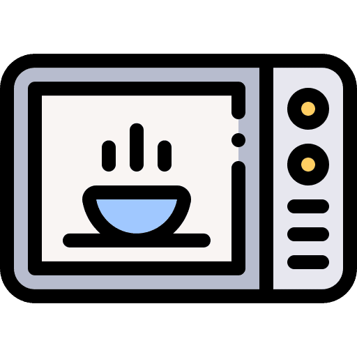 Microwave oven heating cooking bowl icon