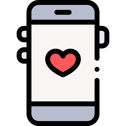 Smartphone application heart romantic date icon