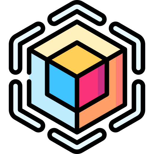 3d blockchain shapes block icon 3d blockchain shapes block icon