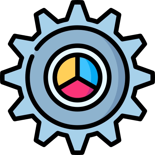 Development pie chart gear development icon Development pie chart gear development icon