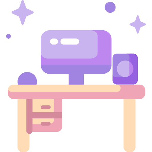 Desk computer work station office supplies icon