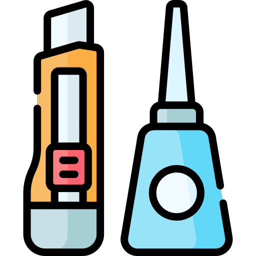 Liquid glue tools cutter arts and crafts icon