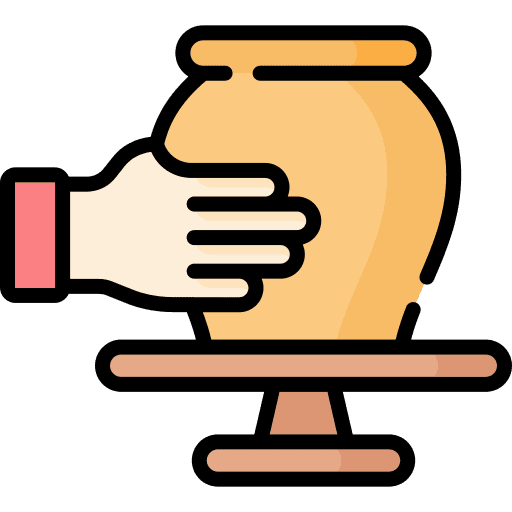 Pottery hobbies and free time clay hands icon