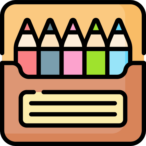 Crayons draw school learning icon