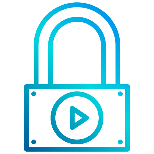 Lock video play button lock icon