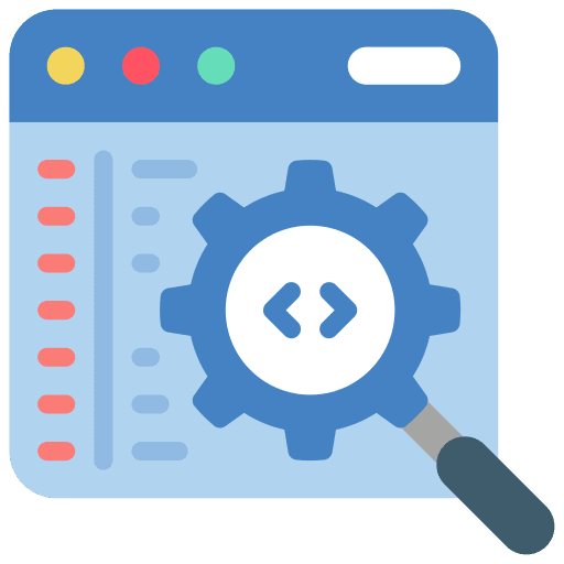 Development plan search review computer icon