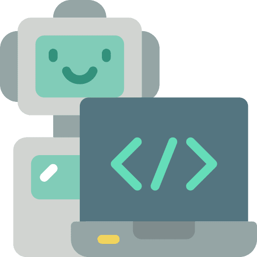 Robot laptop programmer program icon