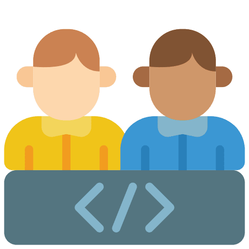Team computer code development icon