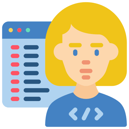 Developer code woman computer icon