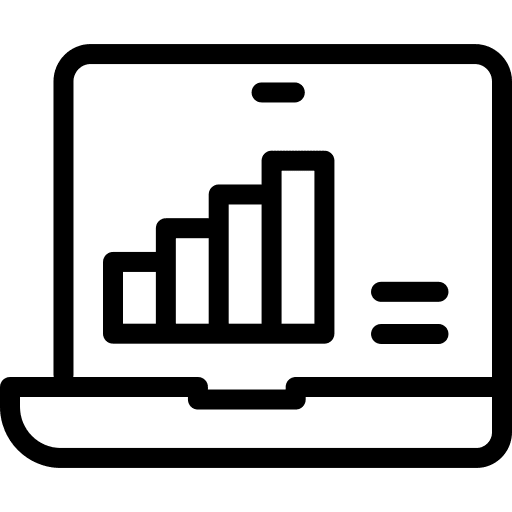 Laptop analytics stats business icon Laptop analytics stats business icon