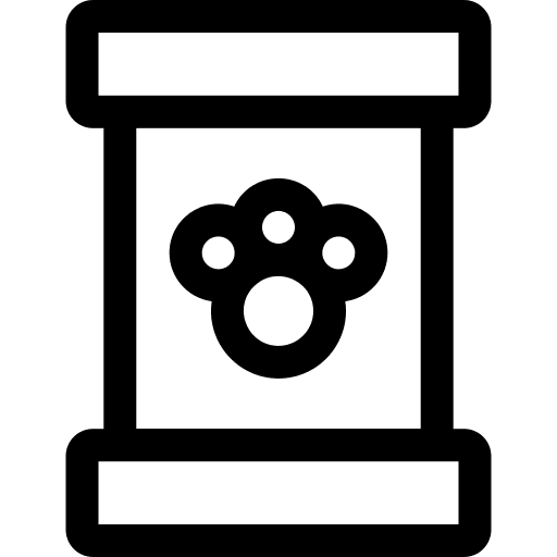 Pet food bag pawprint animals icon