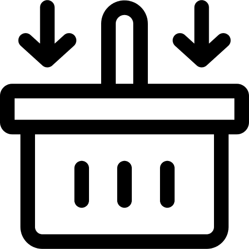 Shopping basket store down arrow commerce and shopping icon