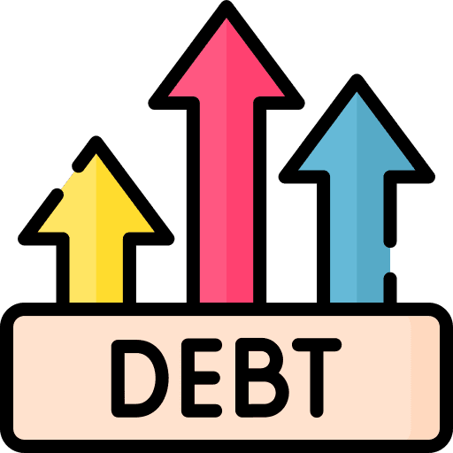 Debt cash growing business and finance icon