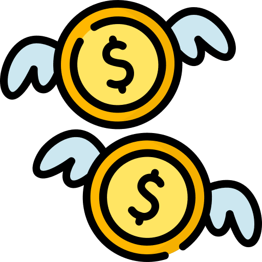 Money flying money flight wings icon