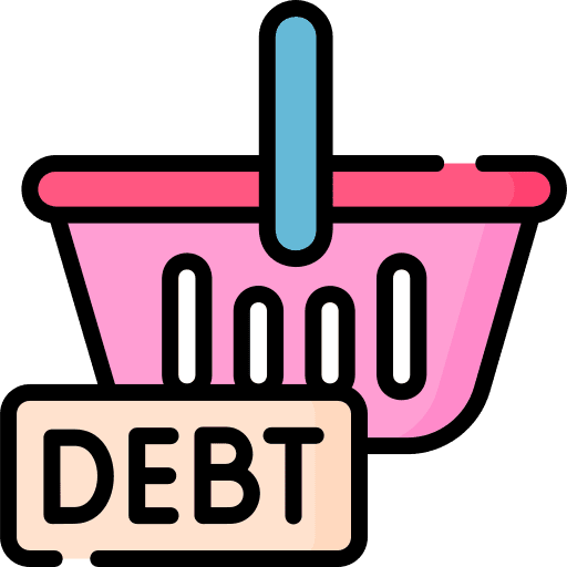 Debt broke commerce and shopping shopping icon