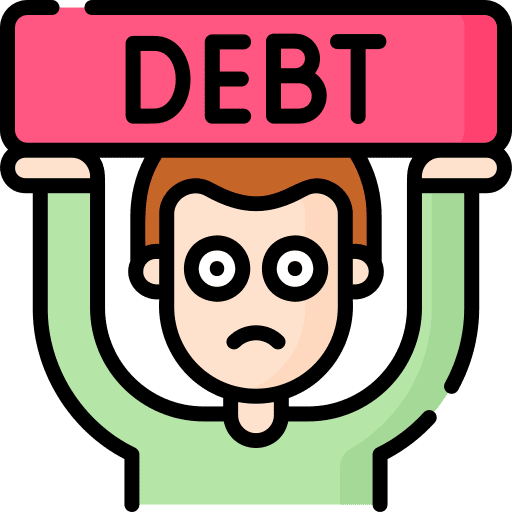 Debt caucasian people broke icon