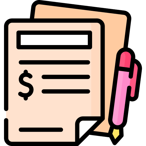 Contract dollar file pen icon
