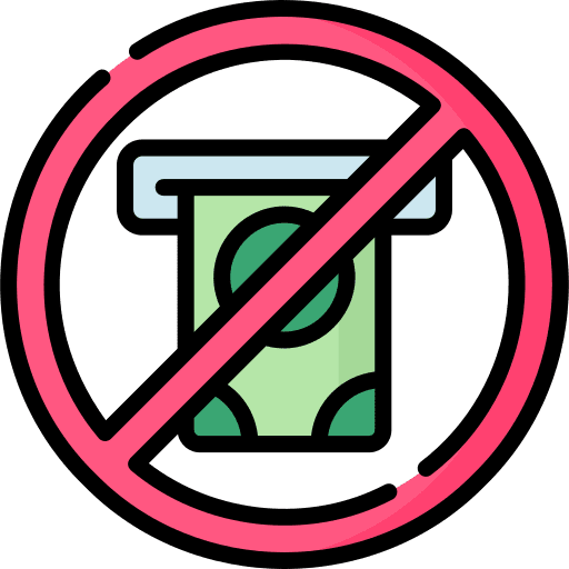 Debt bankruptcy money withdrawal bank icon