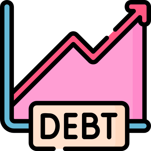 Debt business and finance growing finances icon