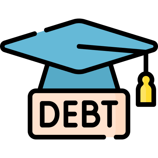 Debt mortarboard loan study icon
