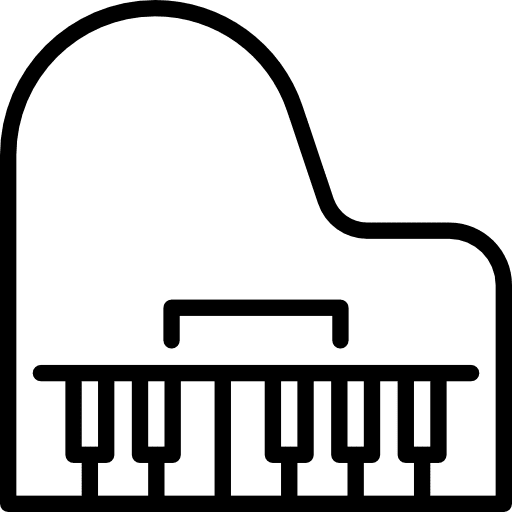 Piano orchestra music and multimedia musical instrument icon